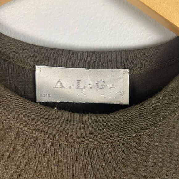 A.L.C. Olive Green Long Sleeve Bodycon Ruched Dress - Picture 4 of 8